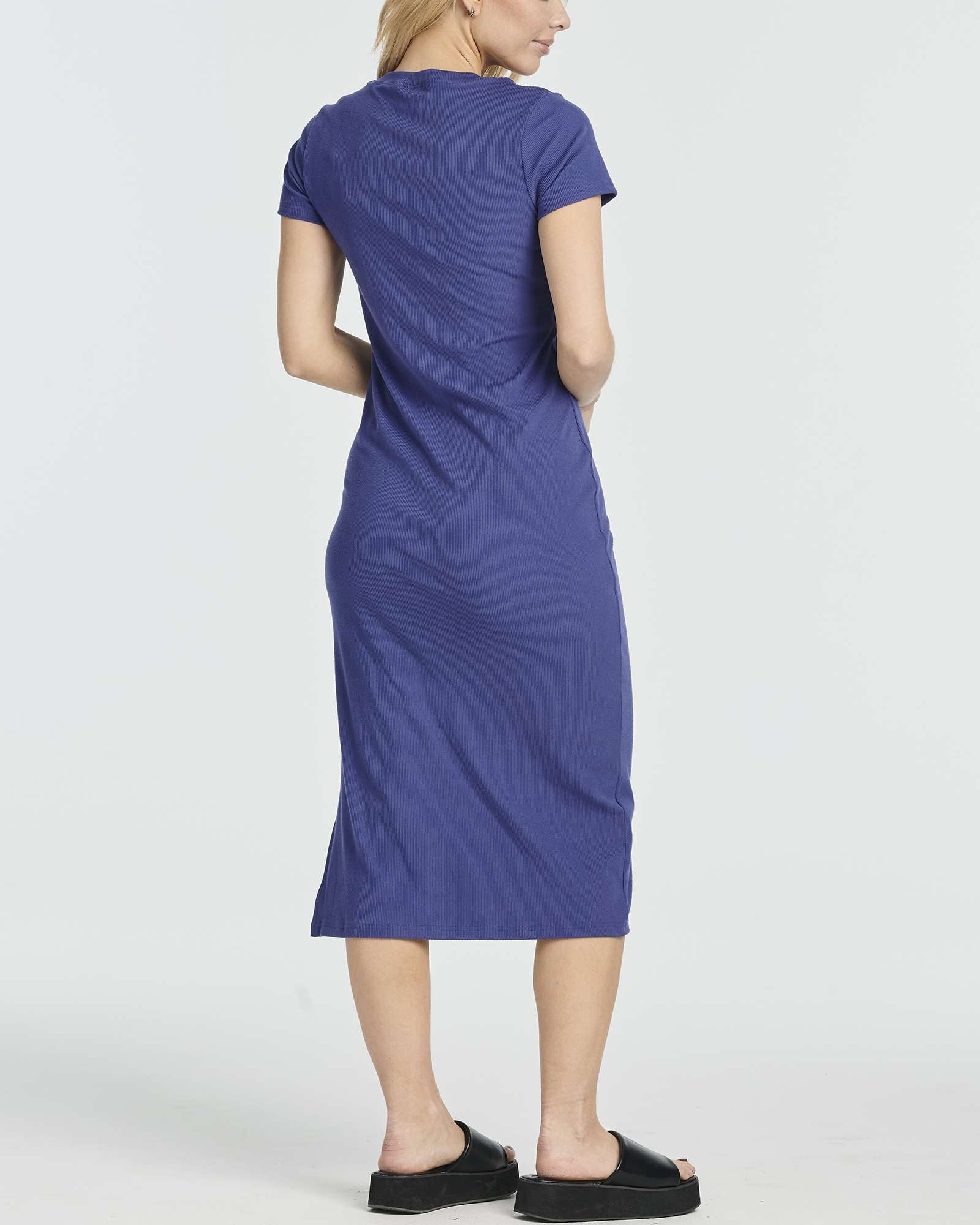 3 Pack: Women's Ribbed Jersey Crew Neck Midi Dress
