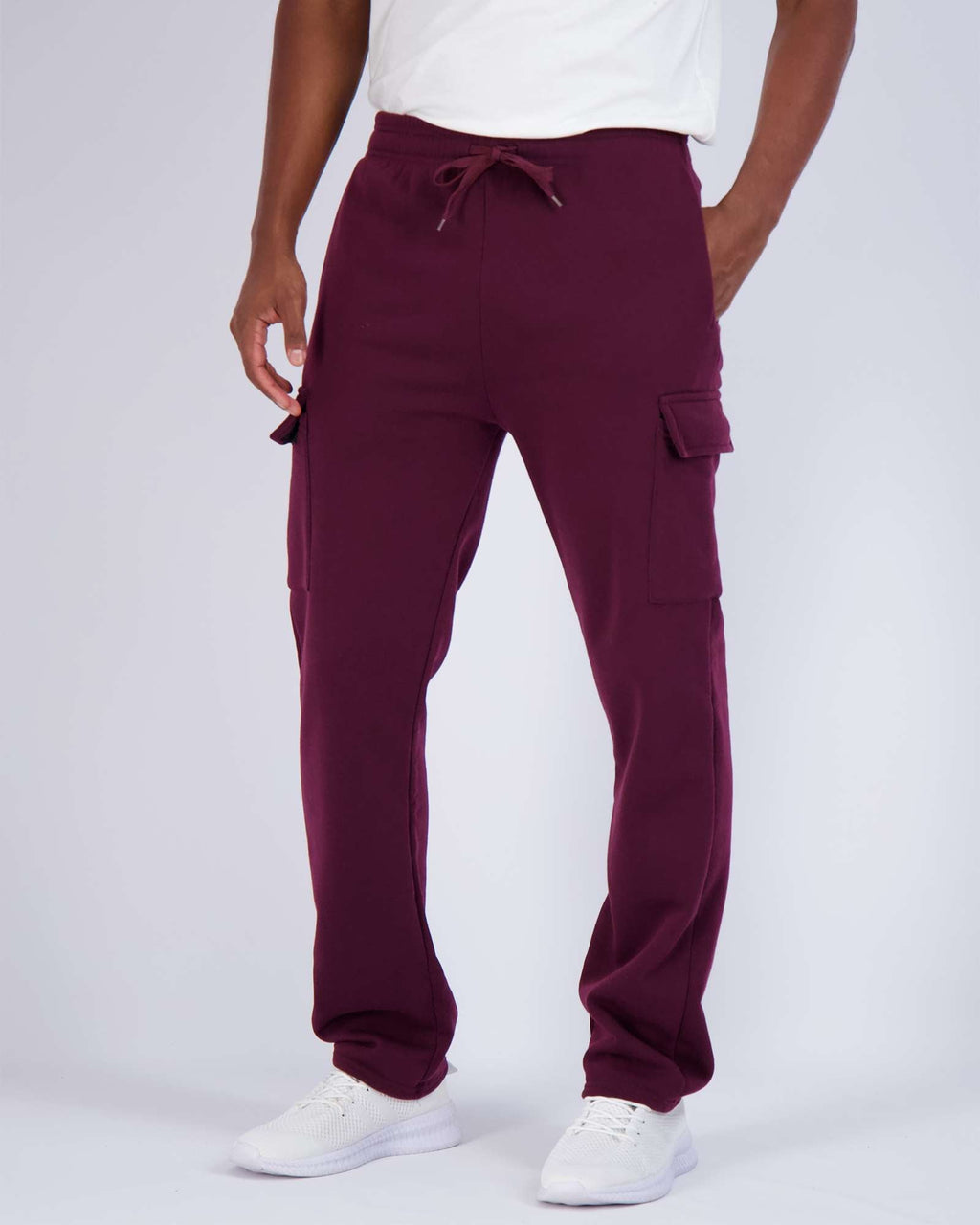 3 Pack: Mens Fleece Cargo Open Bottom Sweatpants