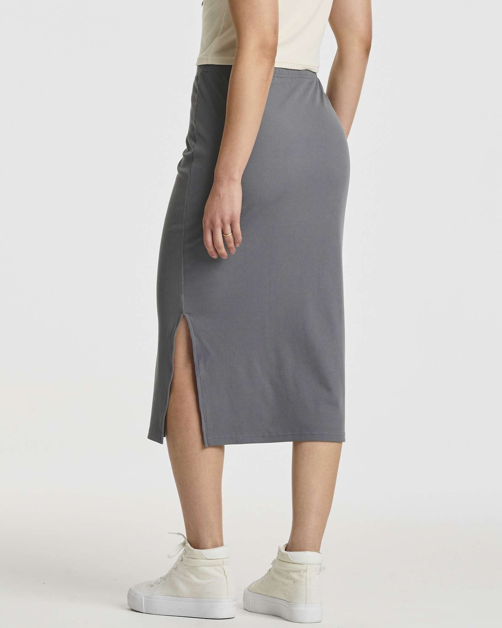 3 Pack: Women's Midi Ribbed Knit Skirt