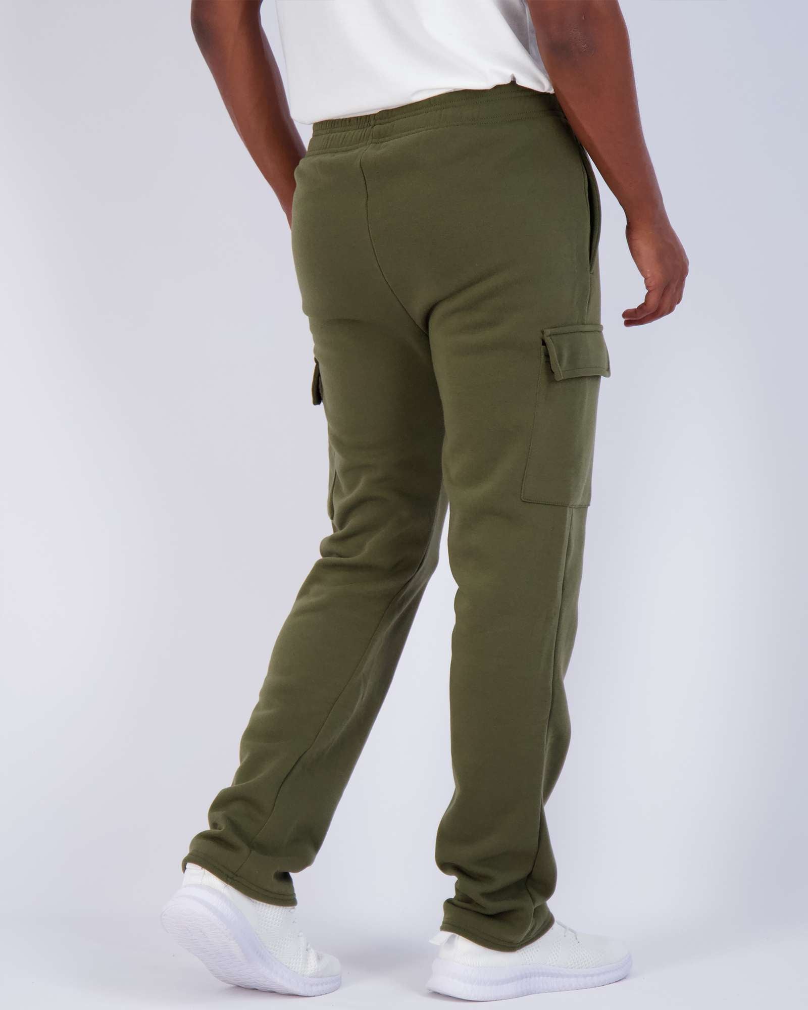 3 Pack: Mens Fleece Cargo Open Bottom Sweatpants