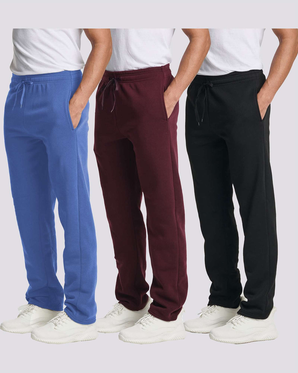3 Pack: Mens Fleece Open Bottom Sweatpants