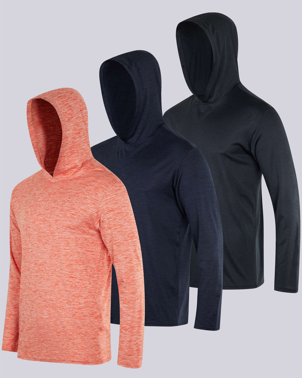 3 Pack: Mens Dry Fit Active Hoodie Pullover Sweatshirt