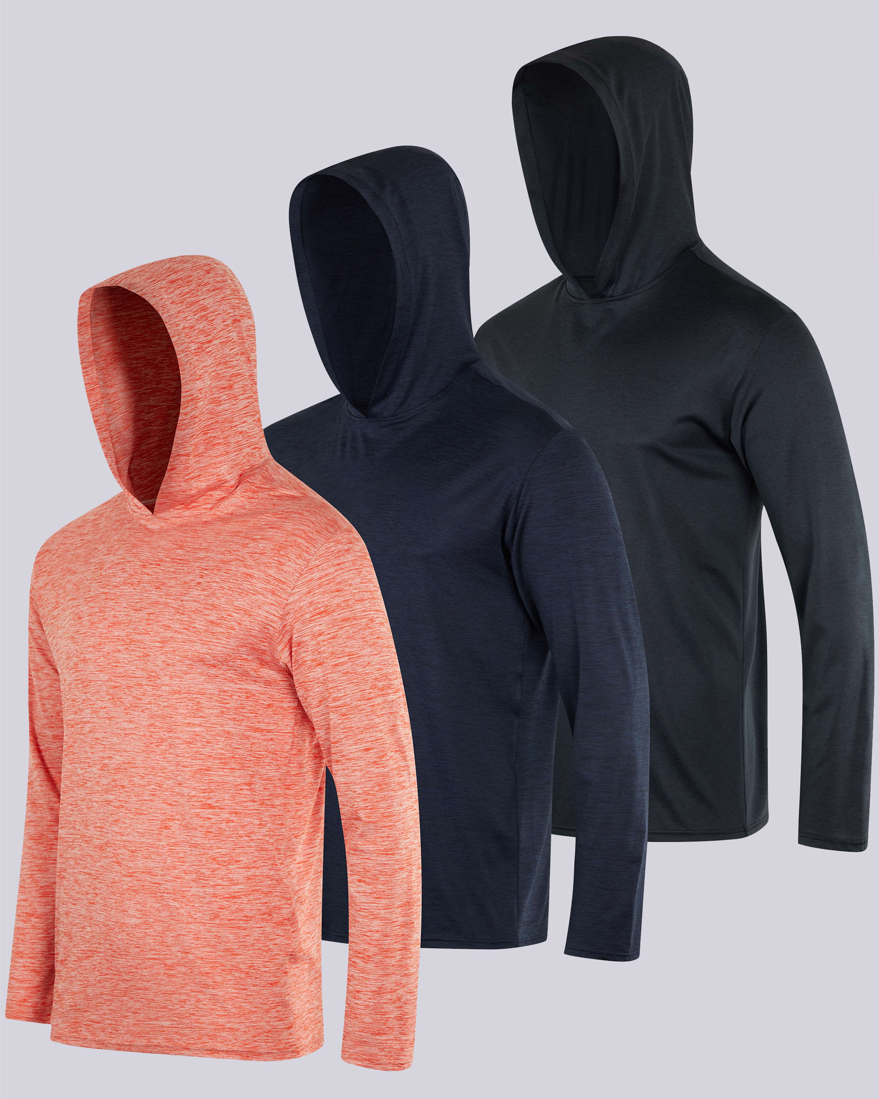 3 Pack: Mens Dry Fit Active Hoodie Pullover Sweatshirt