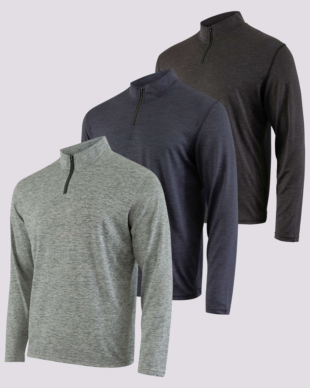 3 Pack: Mens Active Dry-Fit Quarter Zip Pullover (Available in Big & Tall)