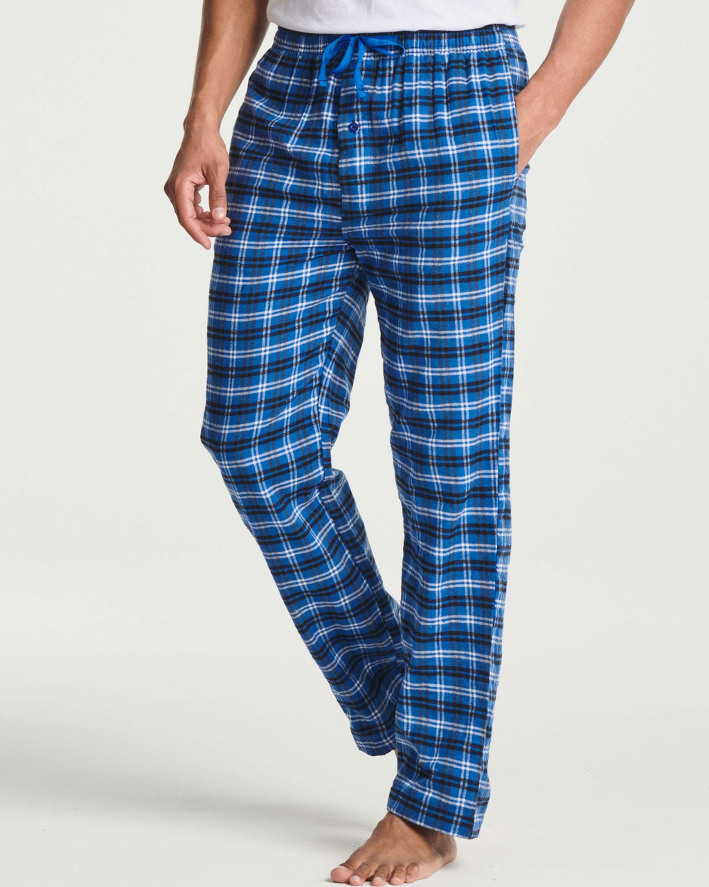 3 Pack: Men's Pajama Pants - Knit Cotton Flannel Plaid Lounge Bottoms- Button Fly (Available In Big & Tall)