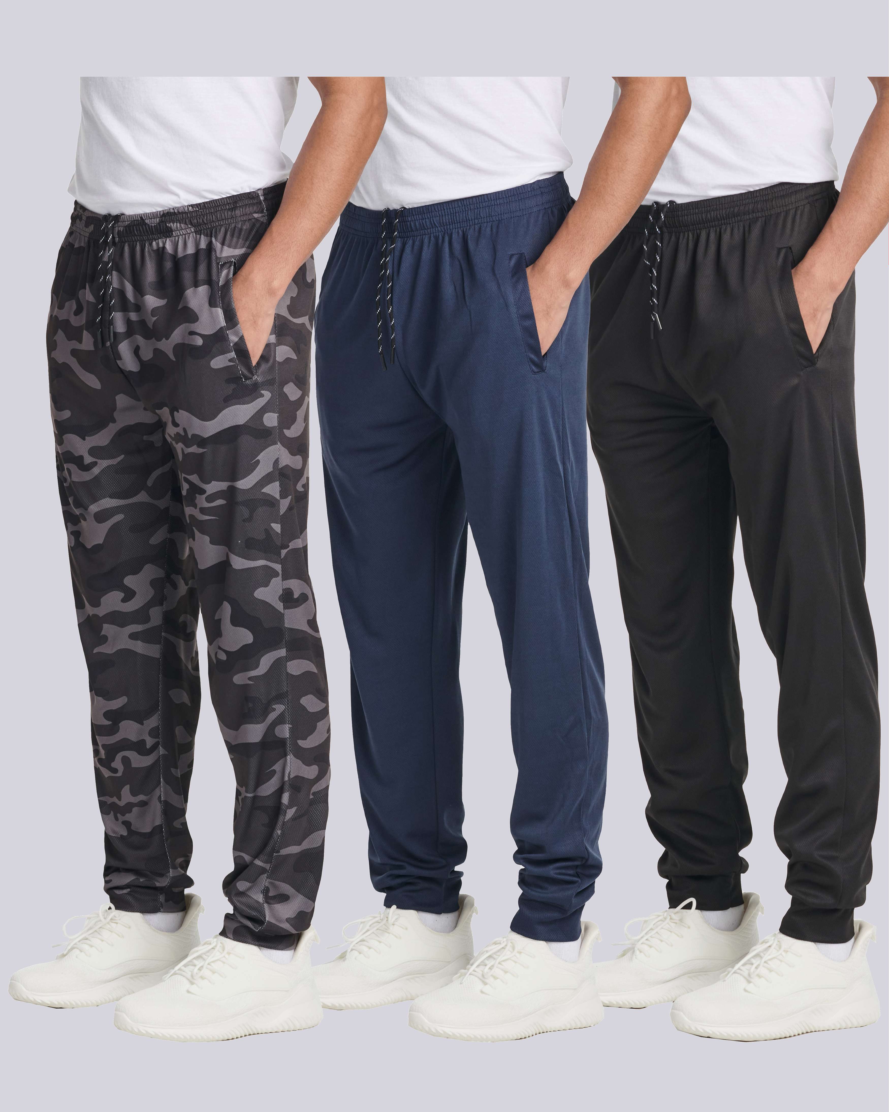 3 Pack: Mens Mesh Active Jogger Sweatpants