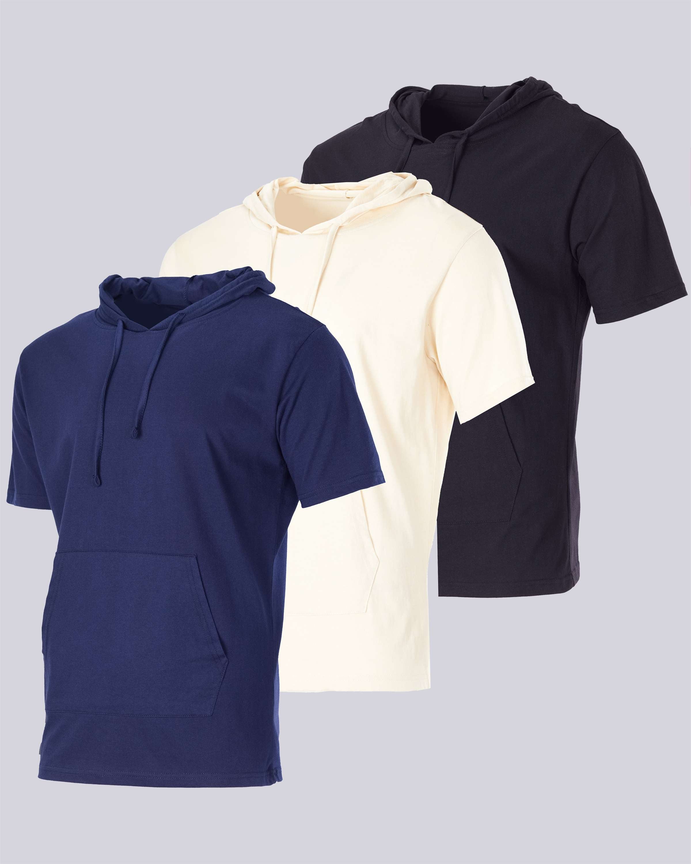 Men's Cotton Short-Sleeve Hoodie Hooded T-Shirt With Drawstring & Pockets (Available in Big & Tall)