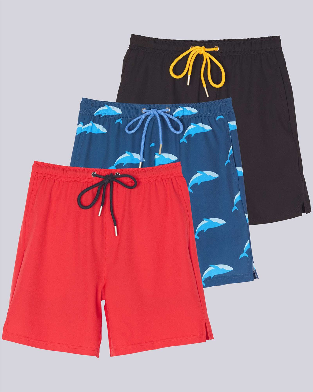 3 Pack: Boys' 2-in-1 Swim Trunks with Compression Liner