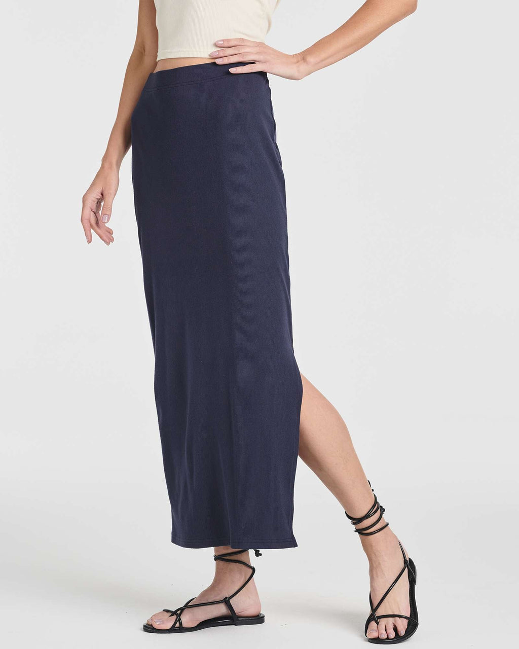 3 Pack: Women's Ribbed High Waisted Maxi Skirt