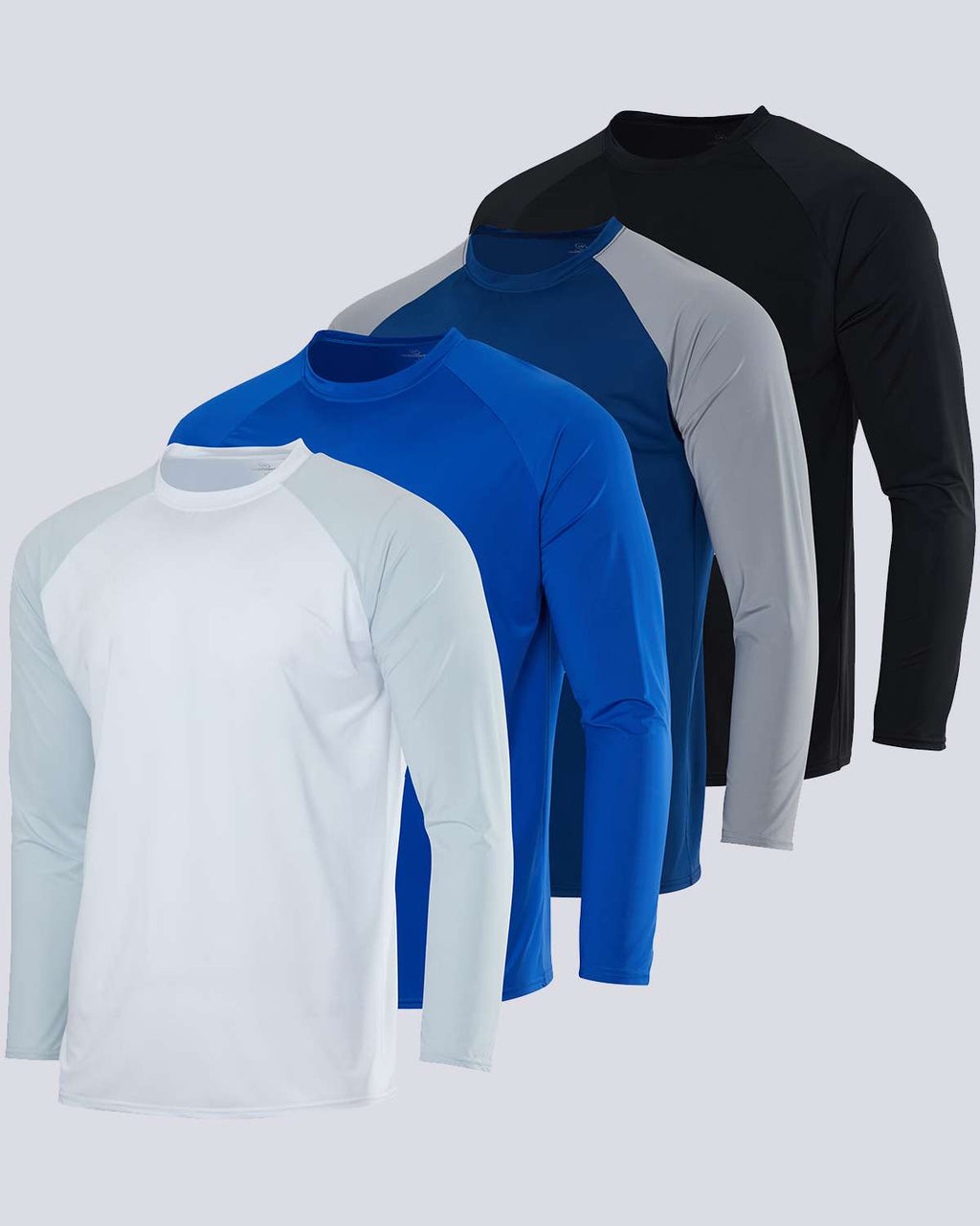 4 Pack: Men's Long Sleeve Rash Guard Shirt (Available In Big & Tall)