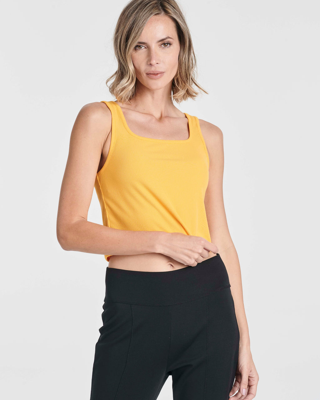 Real Essentials 5 Pack: Women's Soft Knit Ribbed Square Neck Cropped Tank Top - Sleeveless Crop Tops