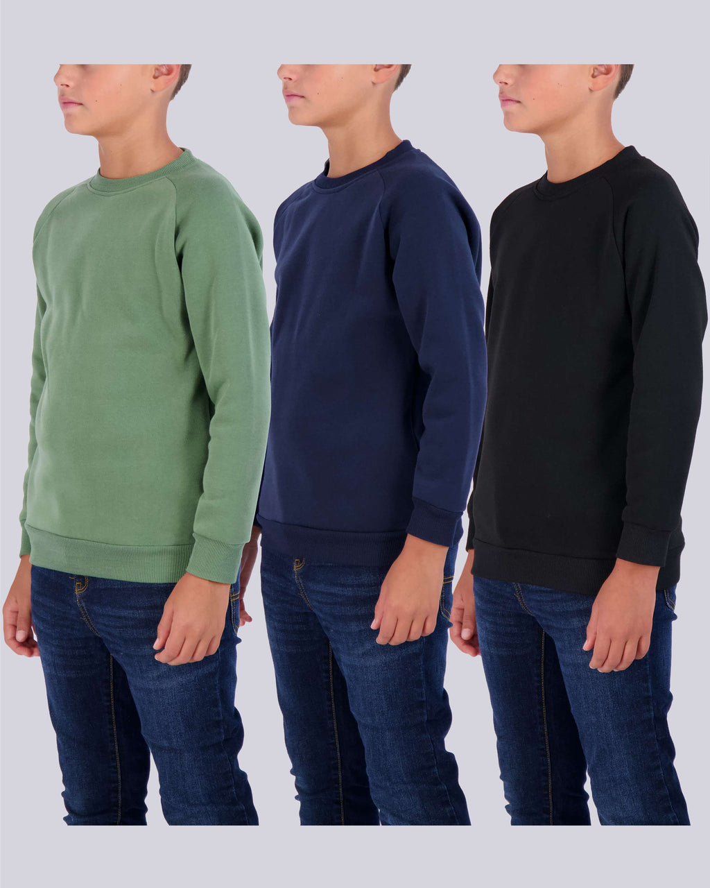 3 Pack: Boys Fleece Crew-Neck Pullover Sweatshirt