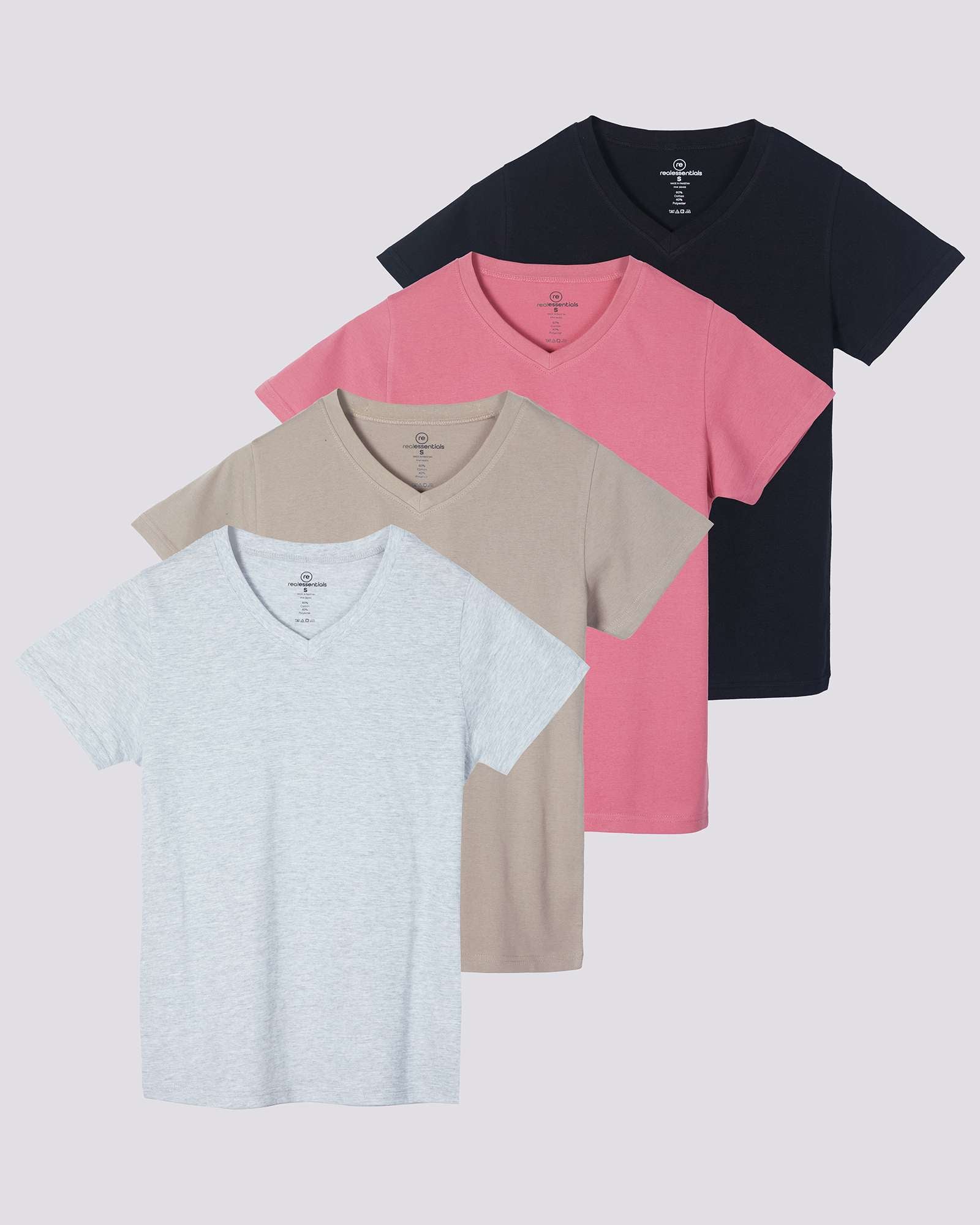 4 Pack: Women's Short-Sleeve V-Neck T-Shirt (Available in Plus Size)