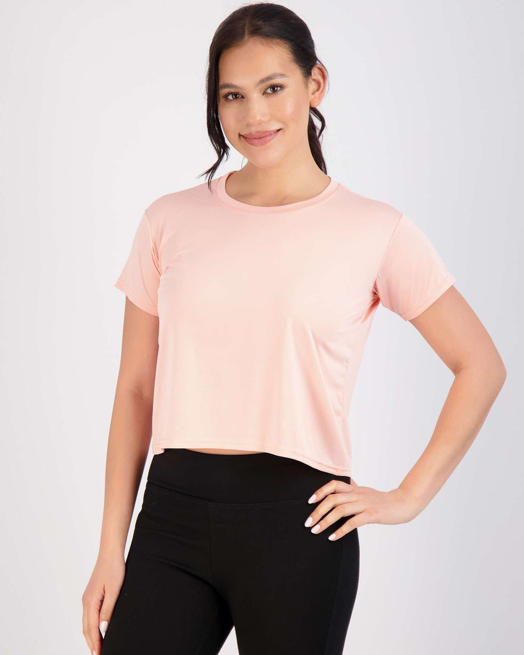 5 Pack: Women's Dry Fit Crop Top - Short Sleeve Crew Neck Stretch Athletic Tee (Available in Plus Size)