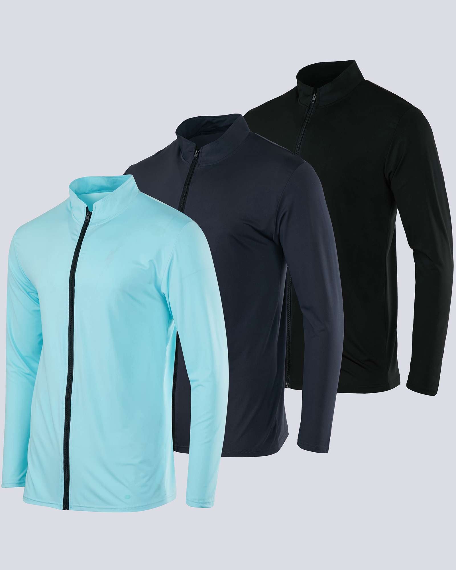 3 Pack: Mens Dry-Fit Full Zip Mock Neck Jacket