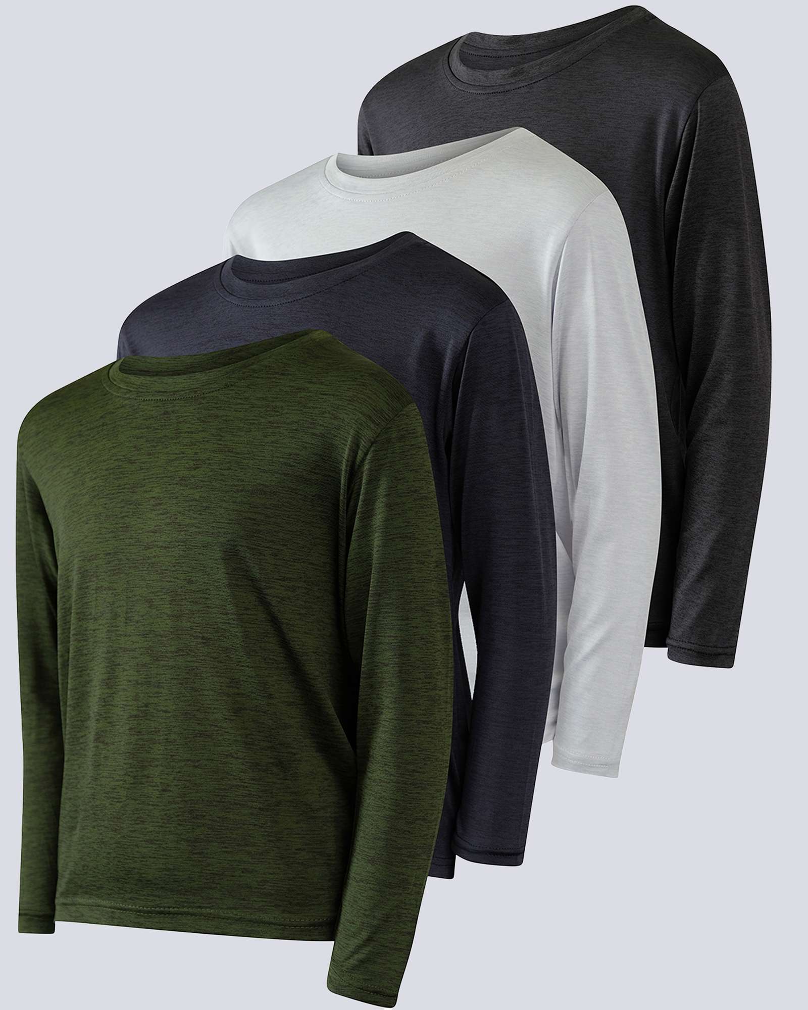 4 Pack: Boys Dry-Fit Active Long-Sleeve T-Shirt