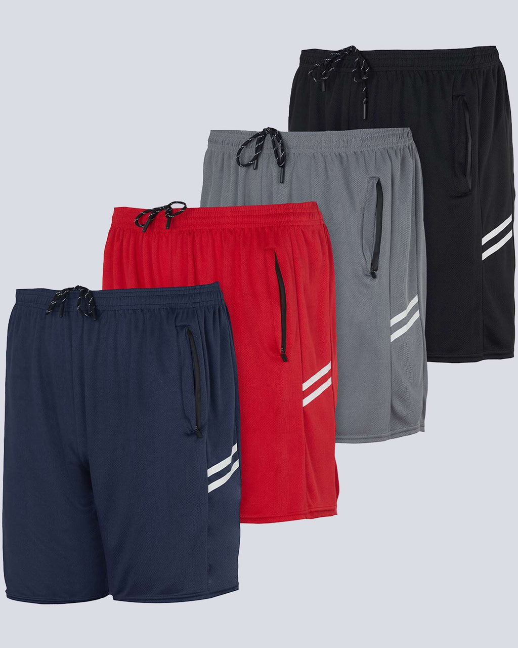 4 Pack: 7" Athletic Running Quick Dry Mesh Shorts with Zipper Pockets (Available In Big & Tall)