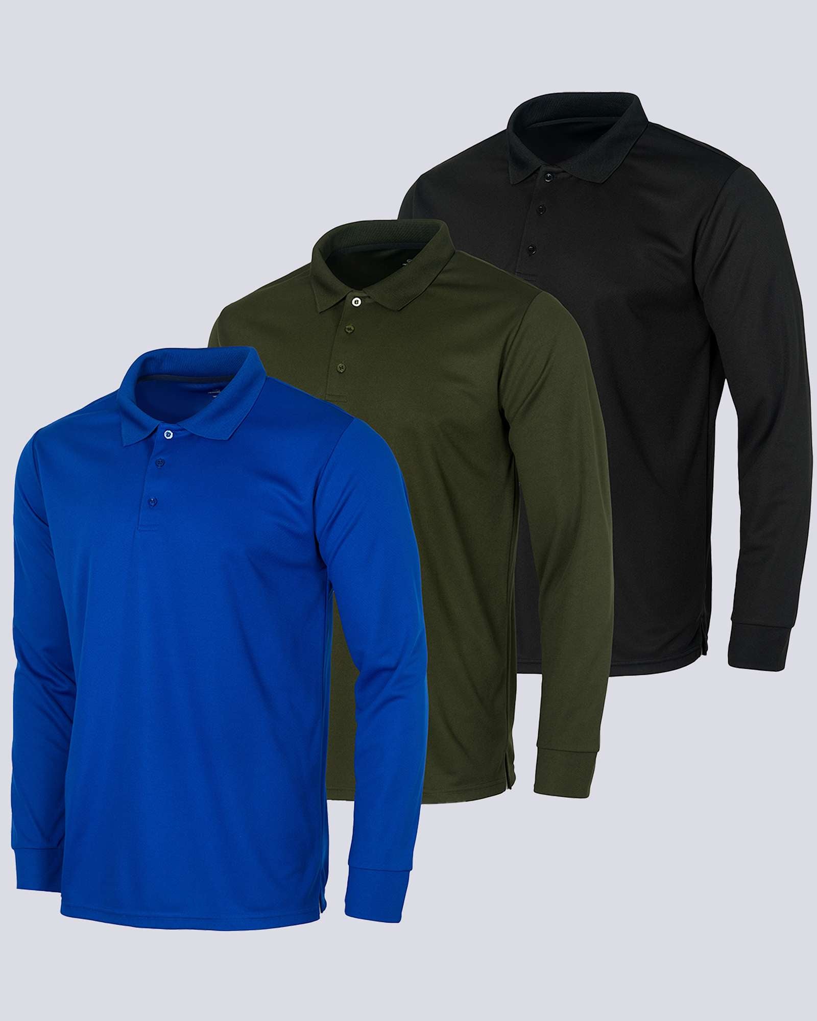 3 Pack: Mens Active Performance Polo Shirt