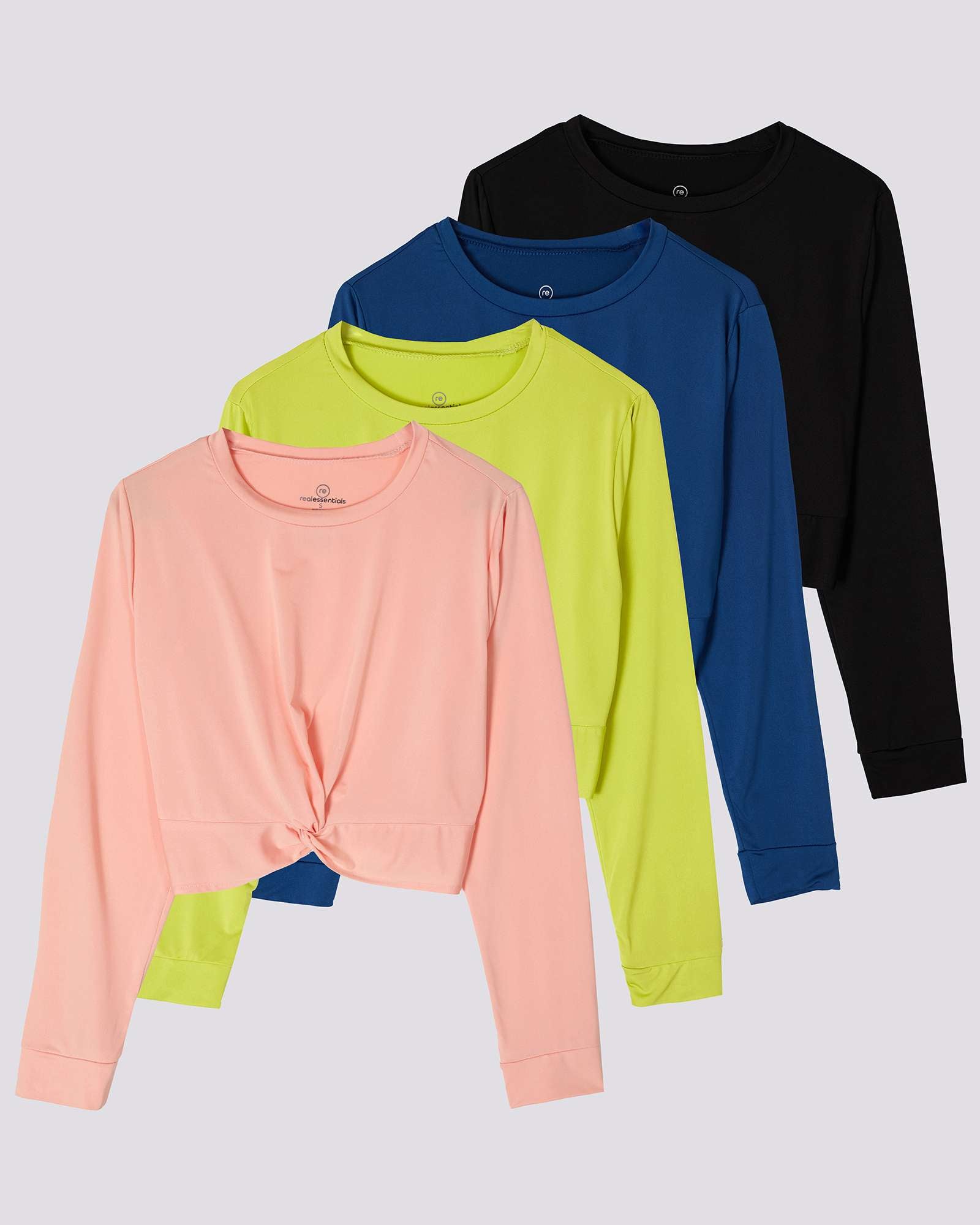 4 Pack: Women's Long-Sleeve Twist Front T-Shirt (Available in Plus Size)
