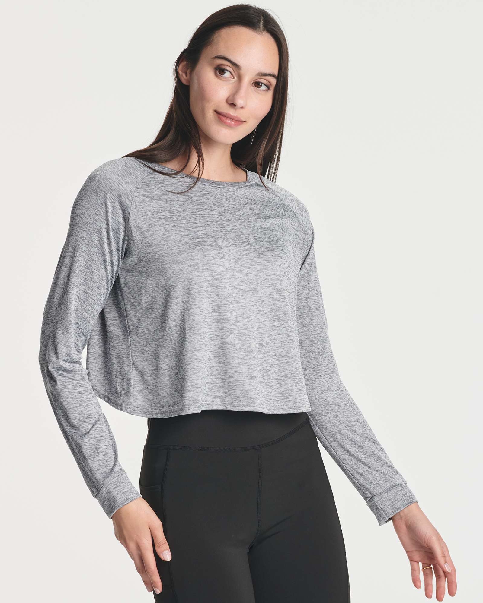 4 Pack: Women's Long Sleeve Petal Back Crop Top (Available in Plus Size)