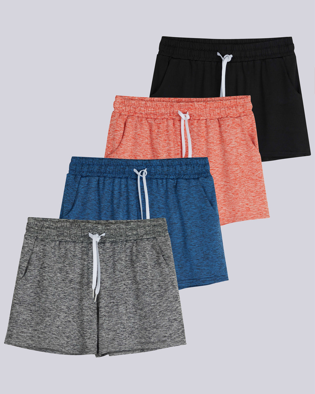 4 Pack: Girls Dry-Fit Active Shorts