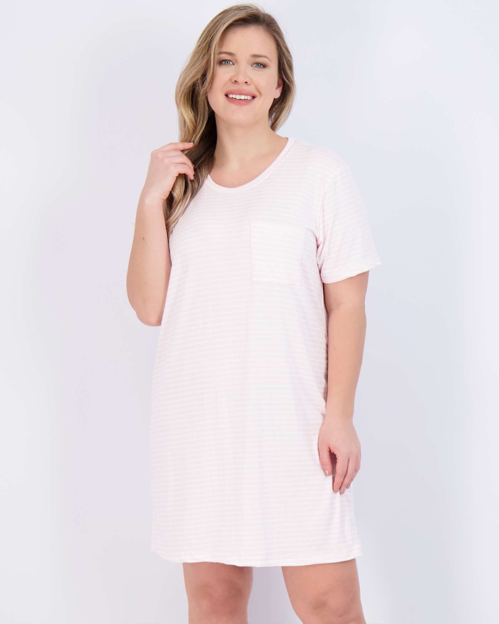 3 Pack: Womens Short-Sleeve Ultra-Soft Nightshirt Sleep Dress