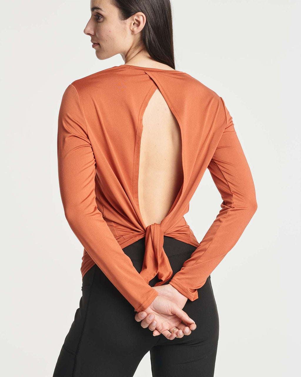4 Pack: Women's Long-Sleeve Tie Back T-Shirt (Available in Plus Size)