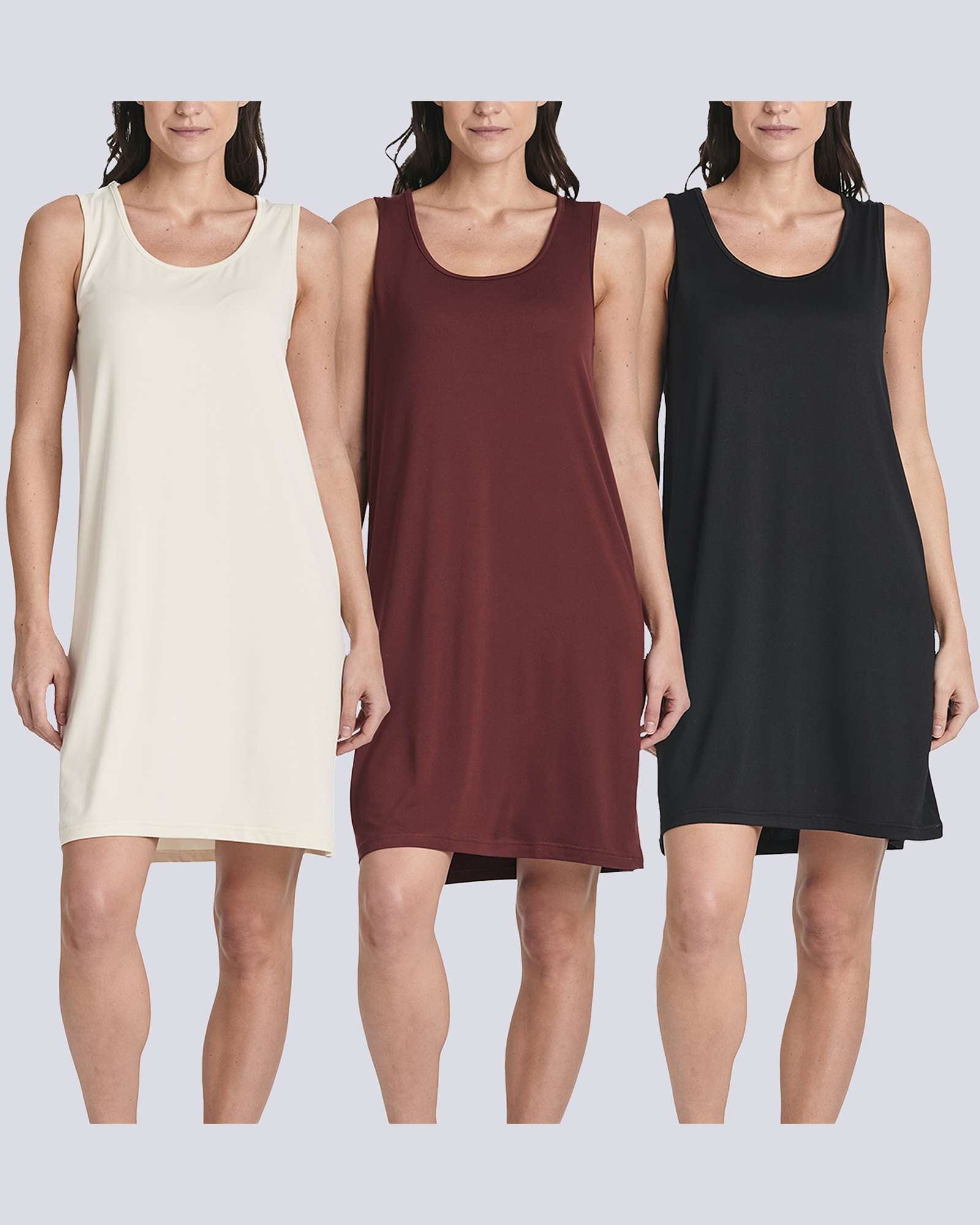 3 Pack: Women's Scoop Neck Sleeveless Nightgown