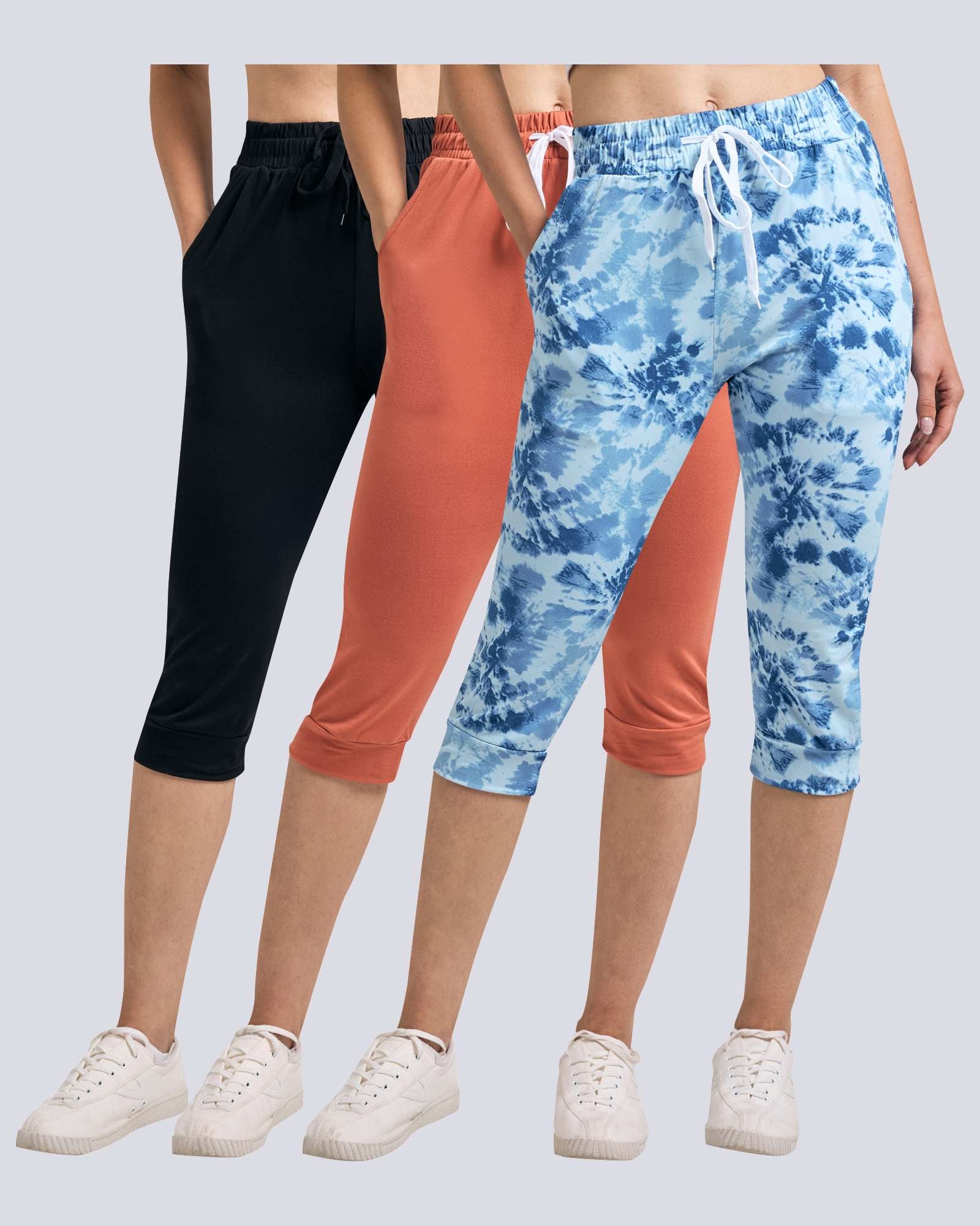 3 Pack: Women's Capri Joggers (Available in Plus Size)