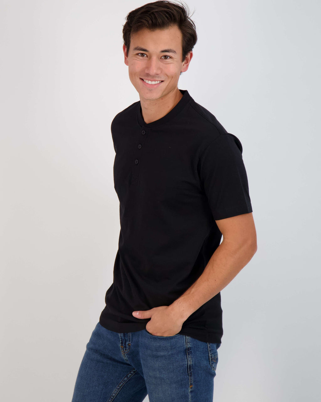 3 Pack: Mens Cotton Short Sleeve Henley T-Shirt