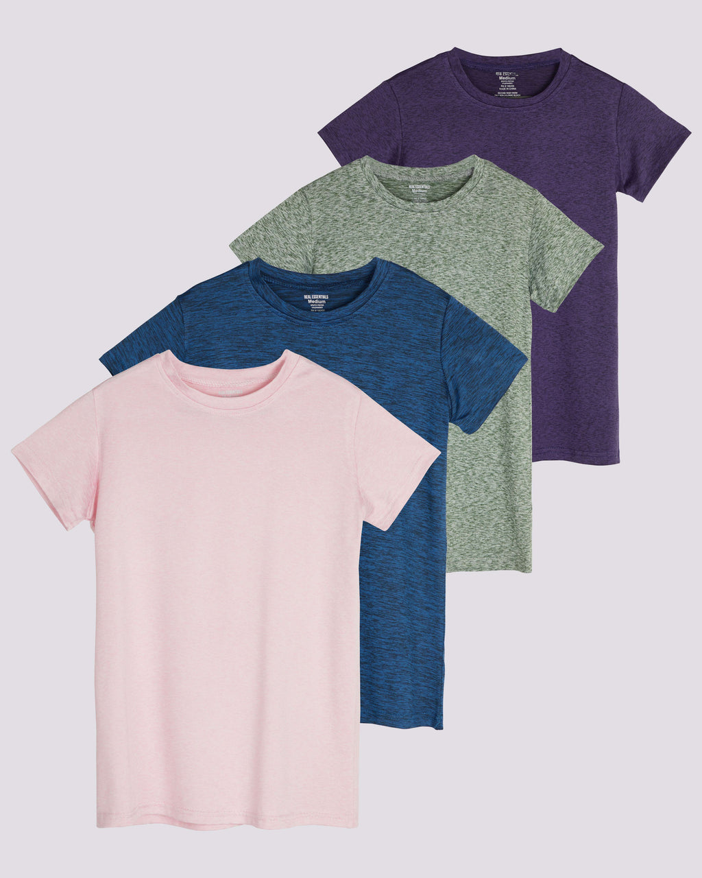 4 Pack: Girls Short Sleeve Dry-Fit Crew Neck Active T-Shirt