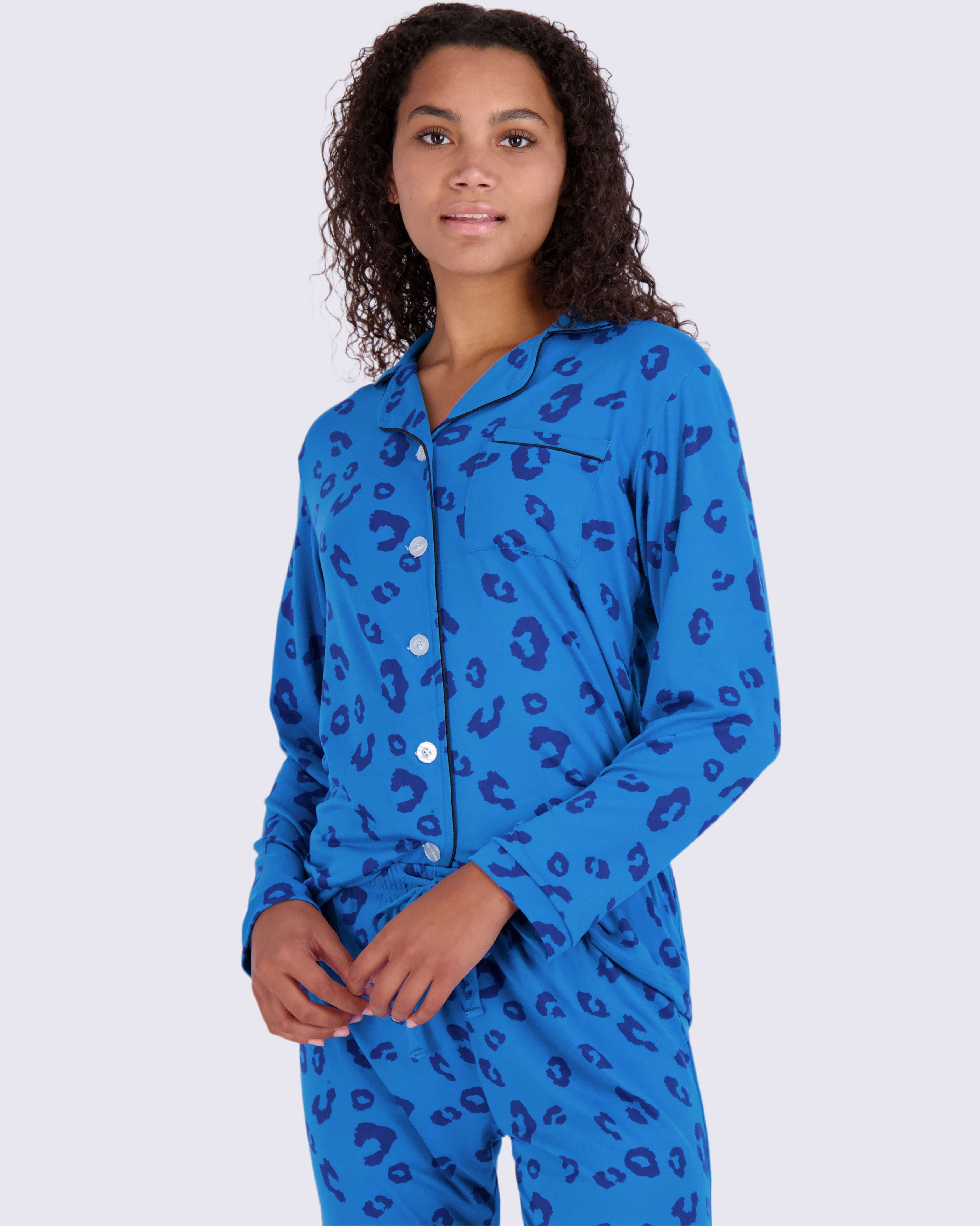 4 Piece: Women’s Long Sleeve Button Down Pajama Set