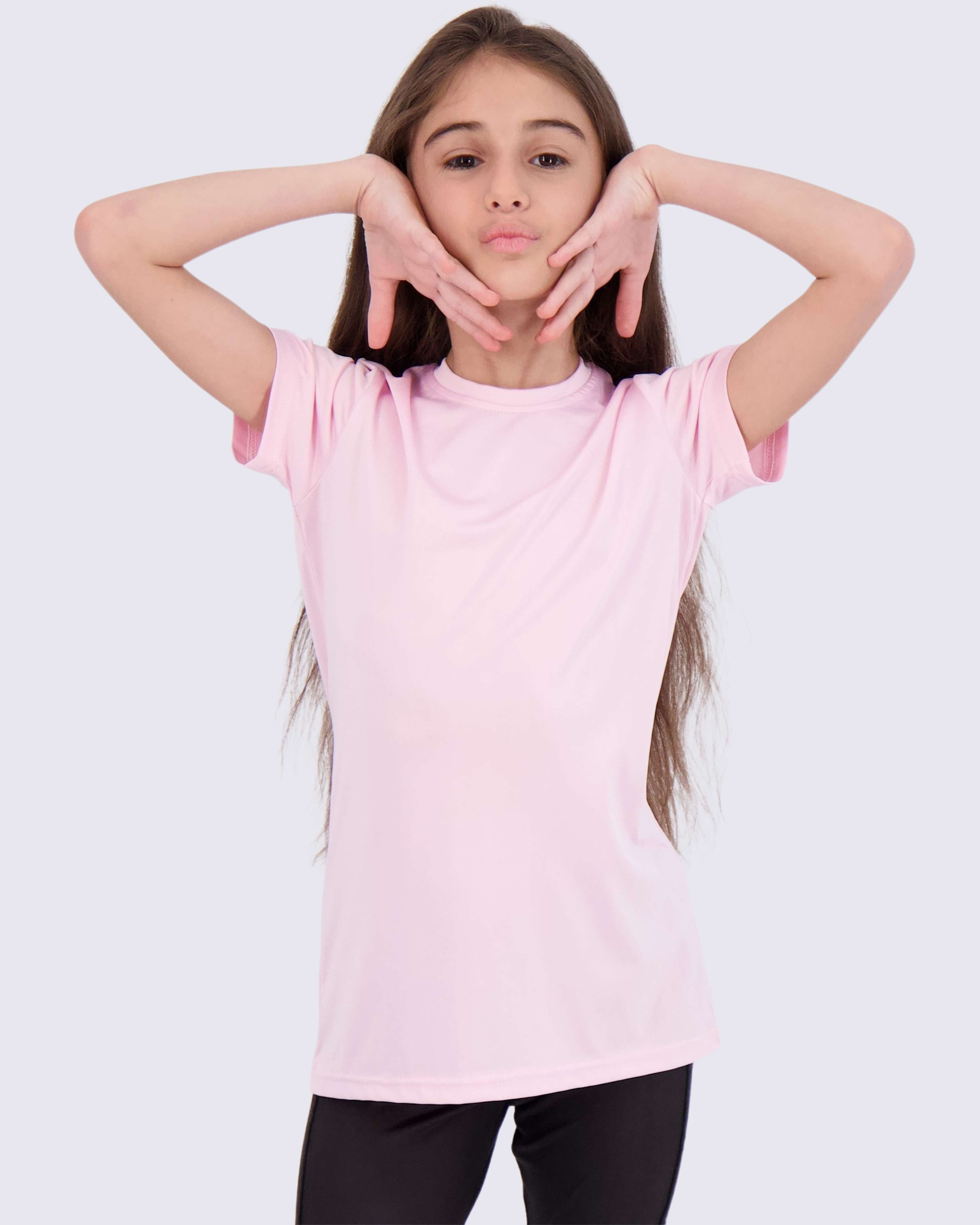 4 Pack: Girls Short Sleeve Dry-Fit Crew Neck Active T-Shirt