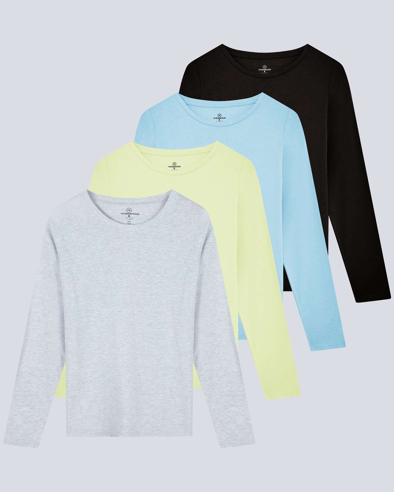 4 Pack: Women's Cotton Classic-Fit Long-Sleeve Crewneck T-Shirt (Available in Plus Size)