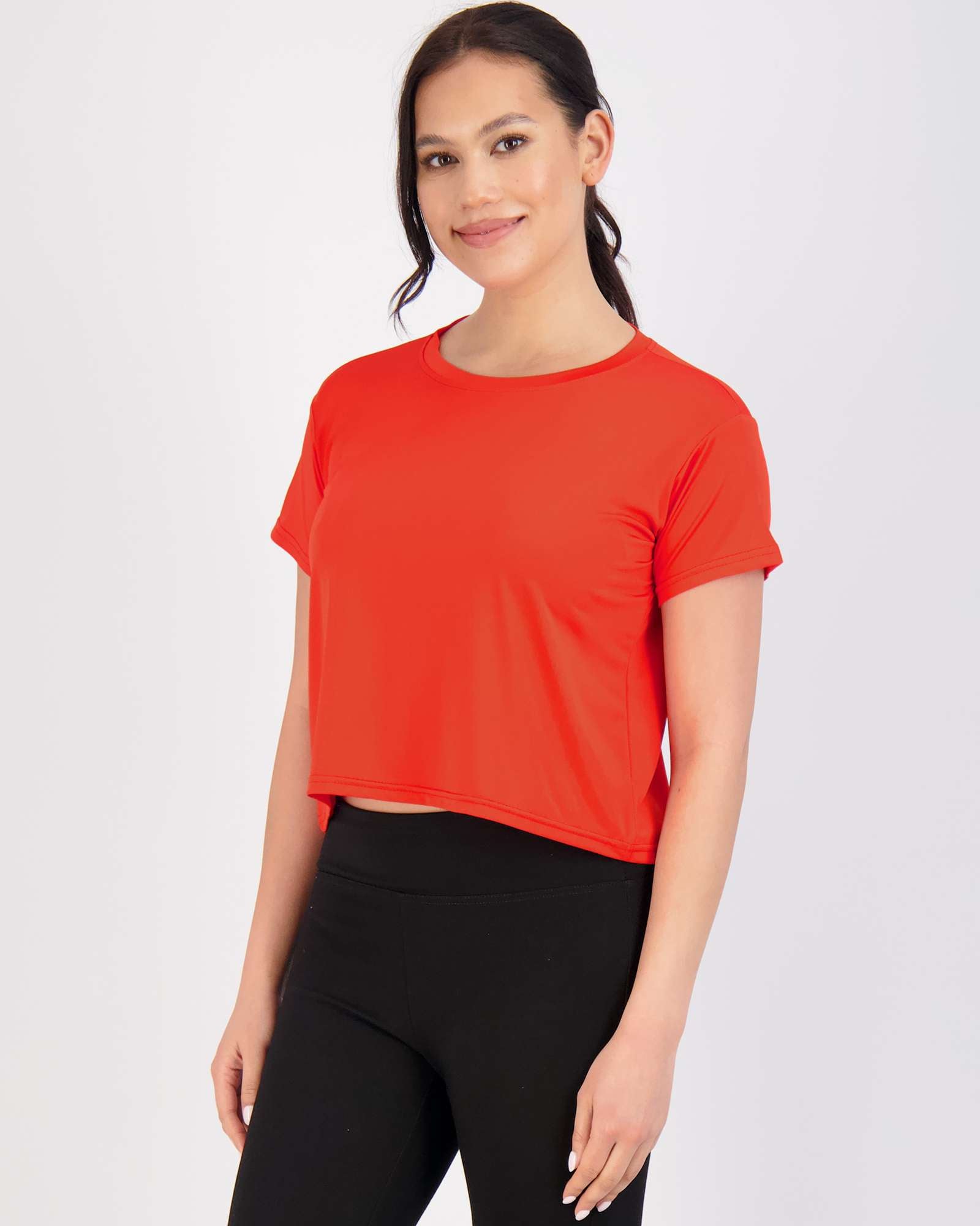 5 Pack: Women's Dry Fit Crop Top - Short Sleeve Crew Neck Stretch Athletic Tee (Available in Plus Size)