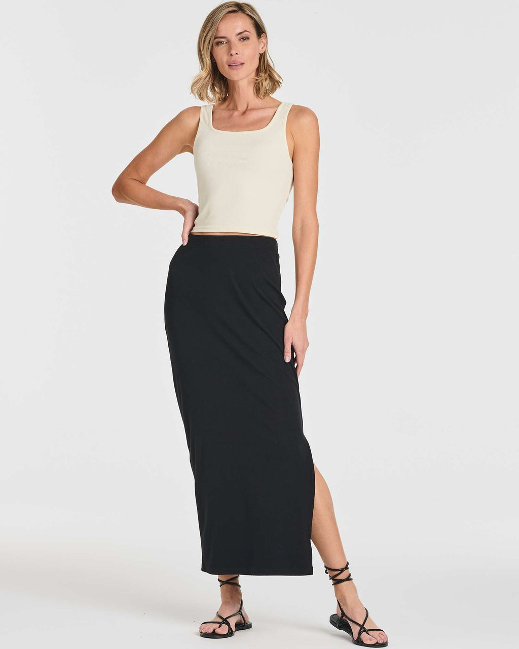 3 Pack: Women's Ribbed High Waisted Maxi Skirt