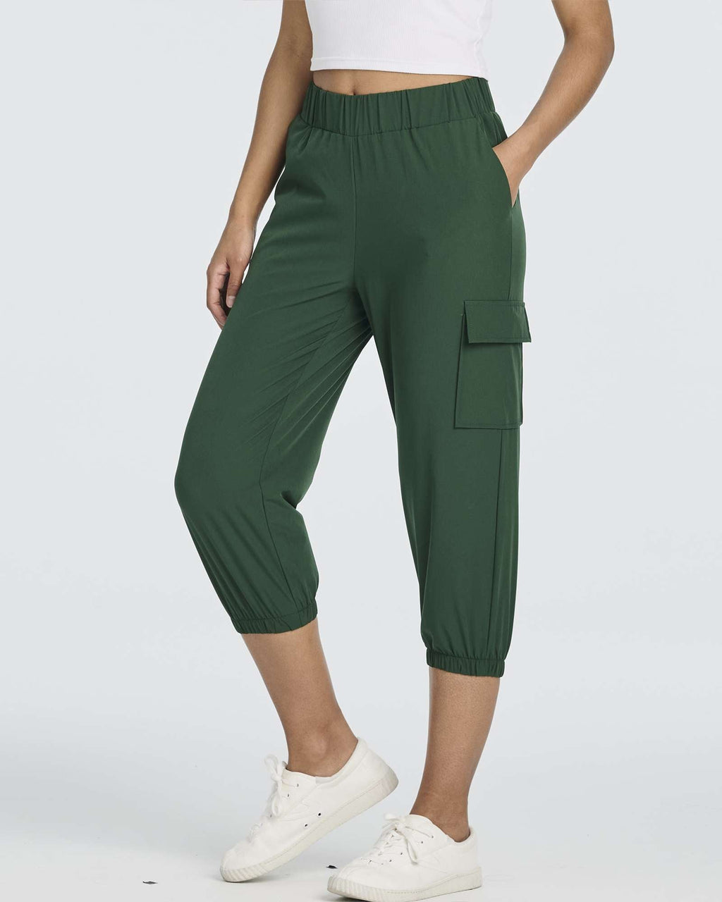 3 Pack: Women's Woven Cargo Capri Jogger Pants