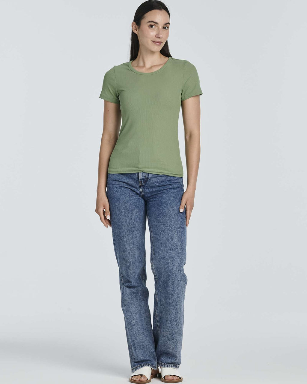 4 Pack: Women's Ribbed Knit Short Sleeve T-Shirt (Available in Plus)