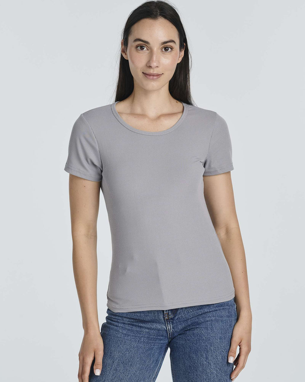 4 Pack: Women's Ribbed Knit Short Sleeve T-Shirt (Available in Plus)