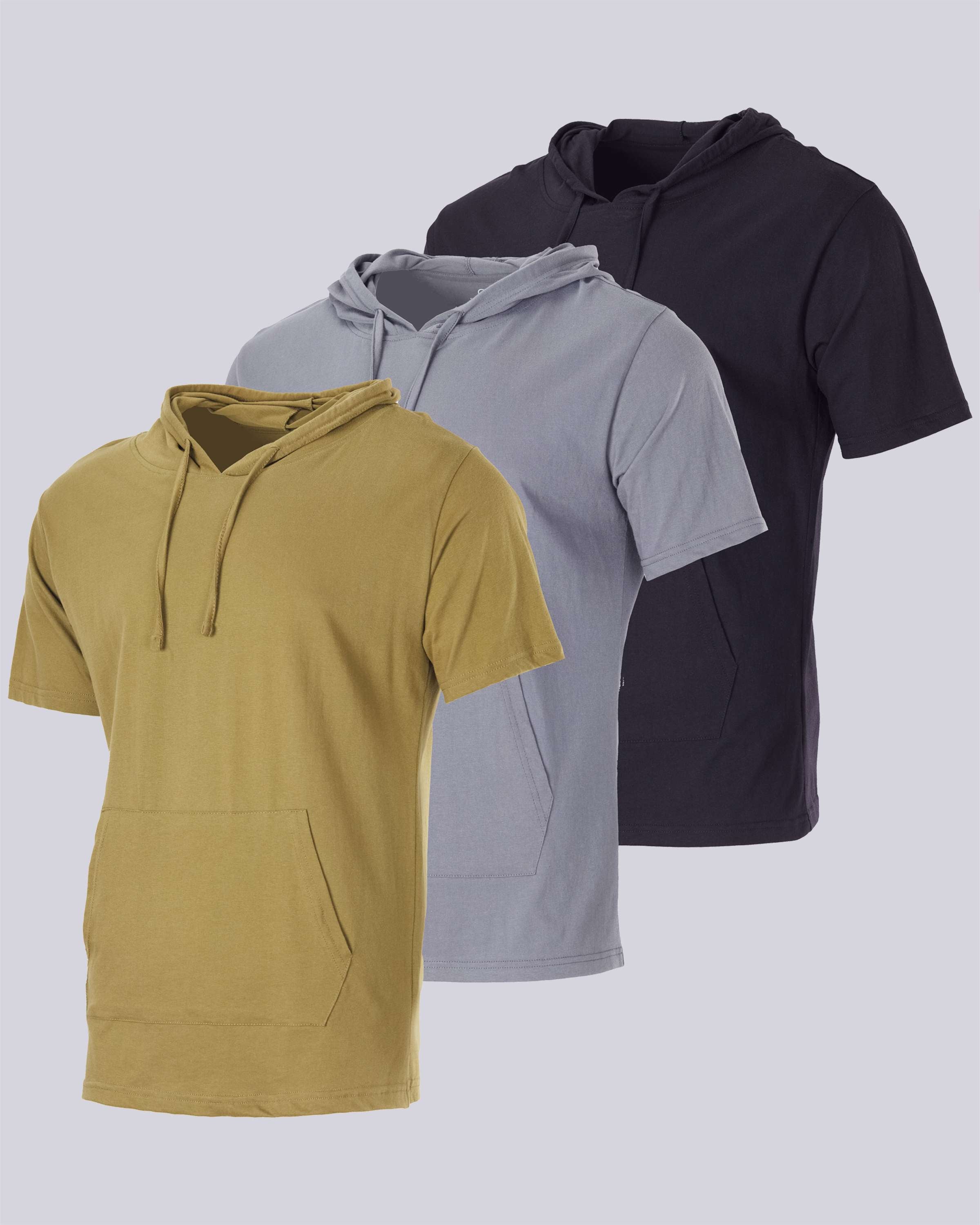 Men's Cotton Short-Sleeve Hoodie Hooded T-Shirt With Drawstring & Pockets (Available in Big & Tall)