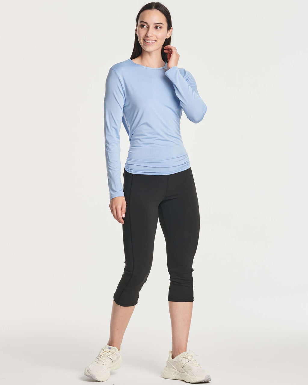 4 Pack: Women's Long-Sleeve Mesh Insert Tie Back Shirt (Available in Plus Size)