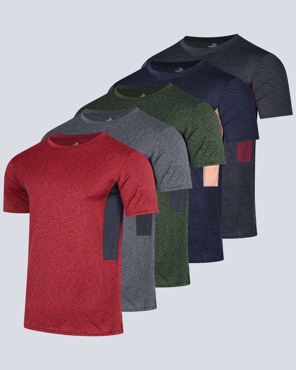 5 Pack: Mens Dry-Fit Active Crew Neck T-Shirt
