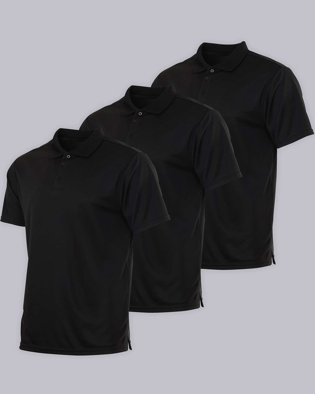 3 Pack: Mens Quick-Dry Short Sleeve Performance Polo Shirt