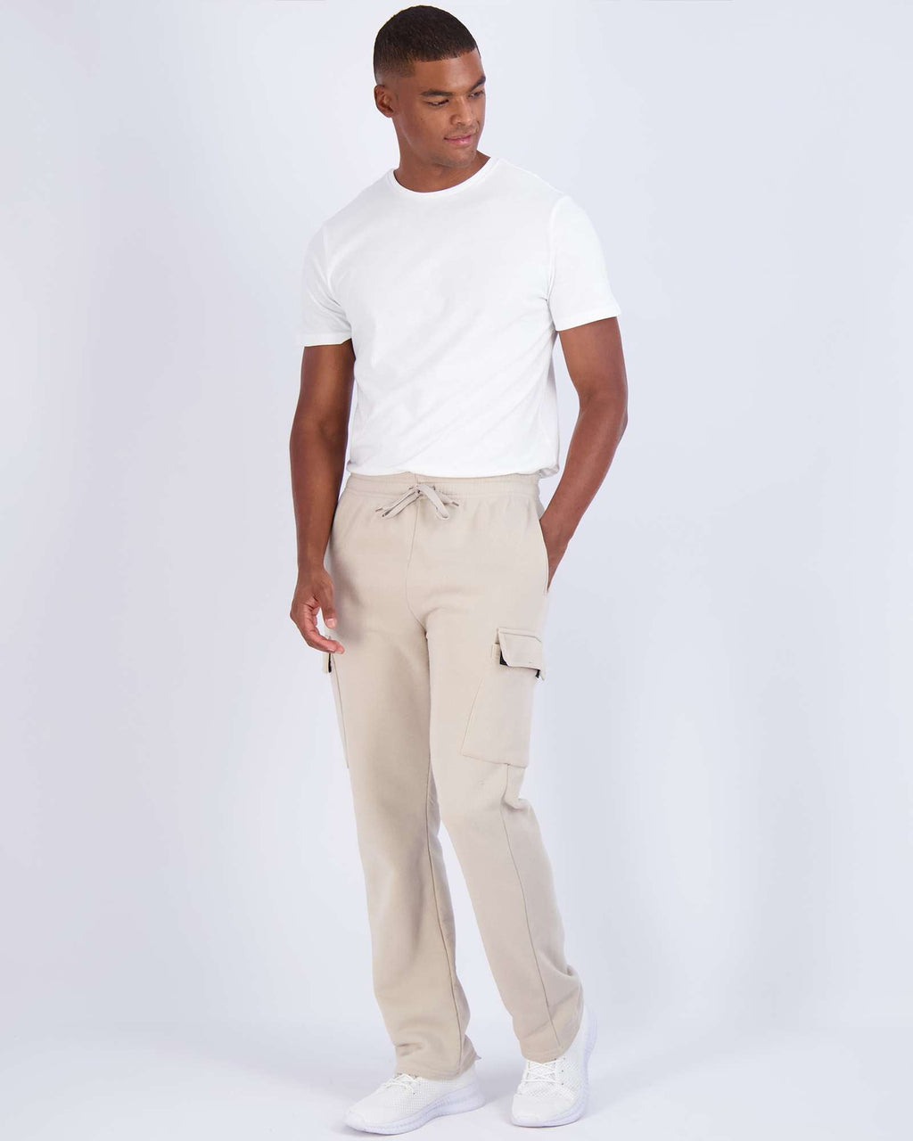 3 Pack: Mens Fleece Cargo Open Bottom Sweatpants