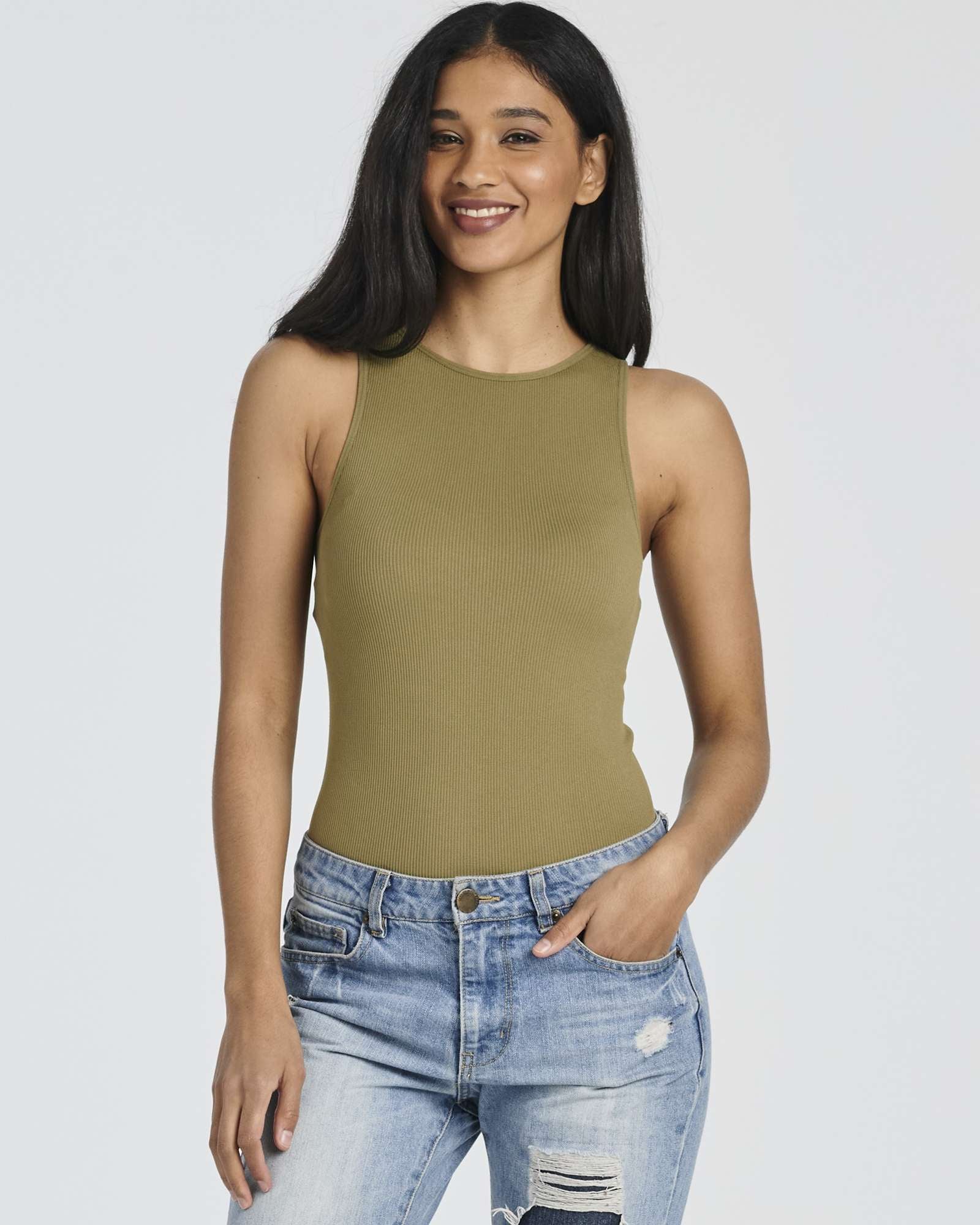 3 Pack: Women's Ribbed Sleeveless Bodysuit Tank Tops