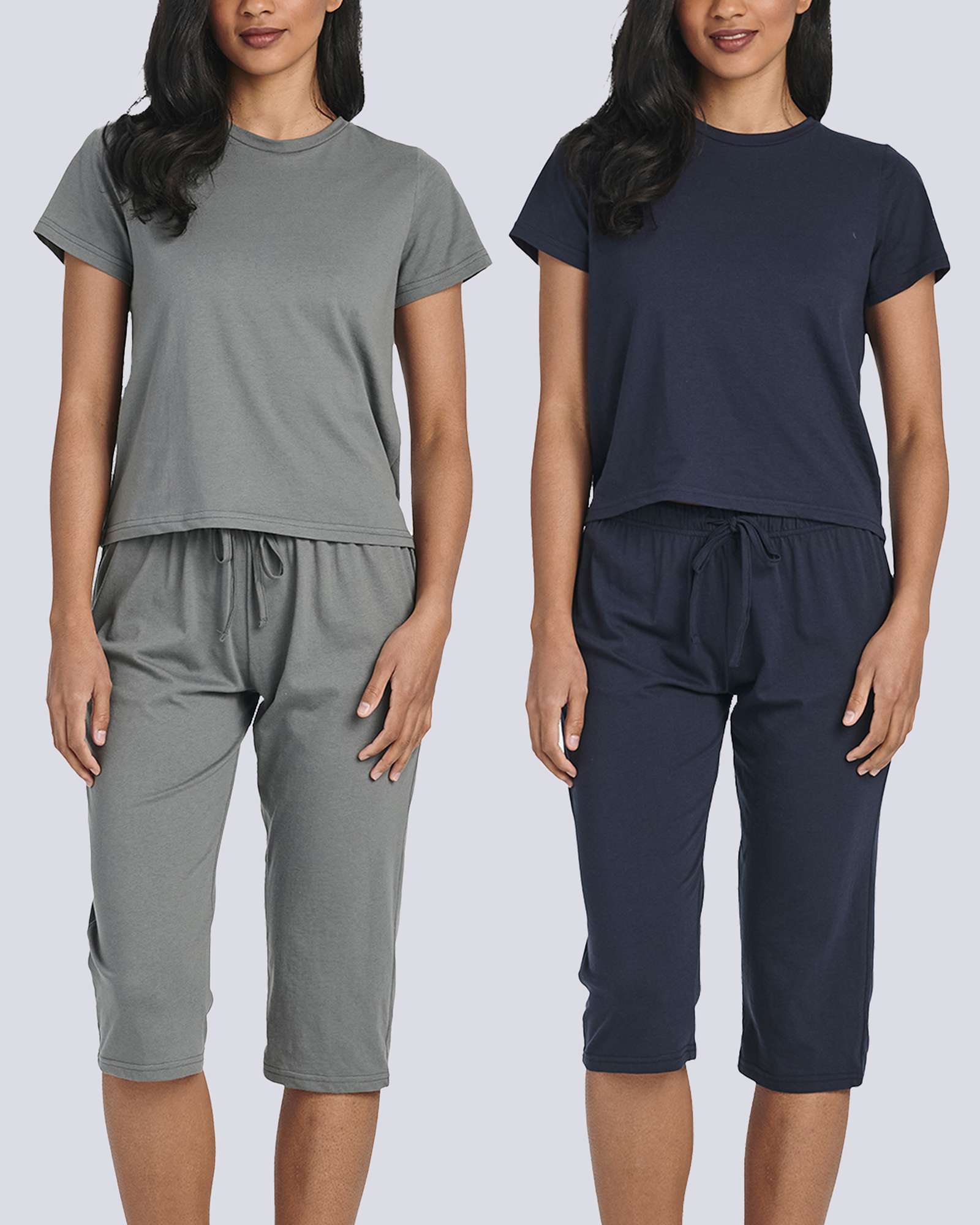 2 Pack: Women's Cotton Pajamas with Capri Pants
