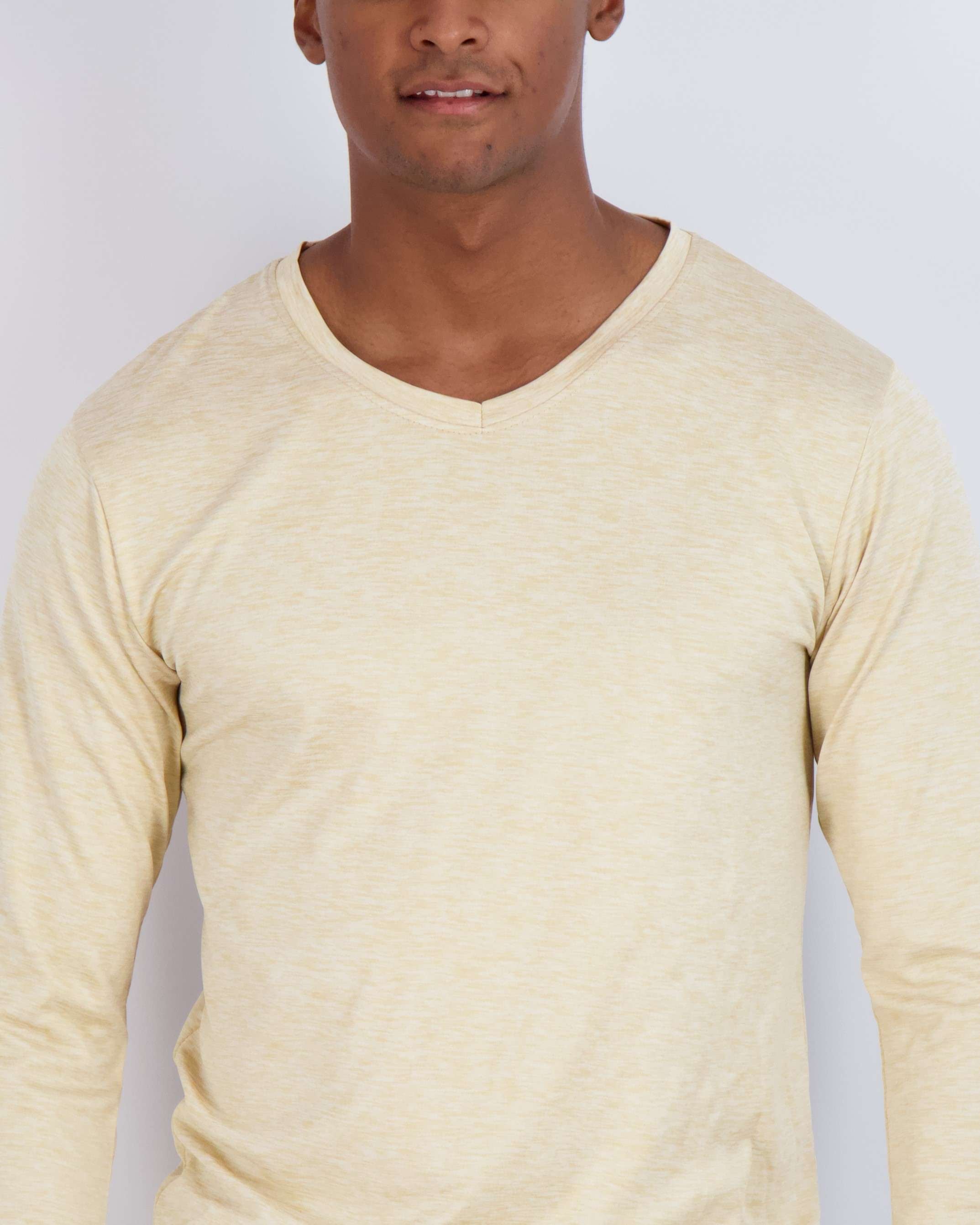 4 Pack: Mens V-Neck Long Sleeve Dry Fit T-Shirt