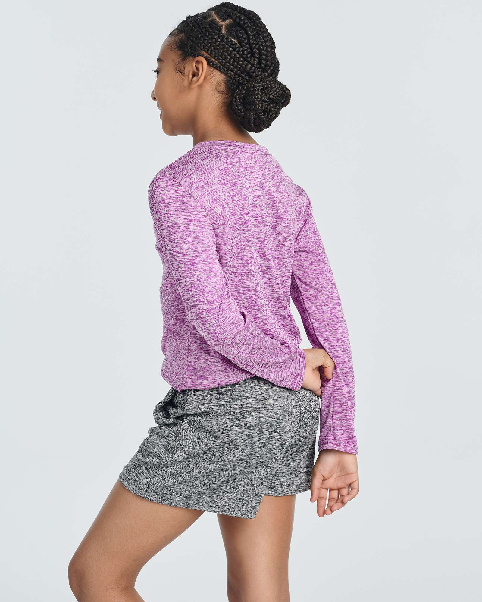 4 Pack: Girls Dry-Fit Long Sleeve Active Crew Neck T-Shirt