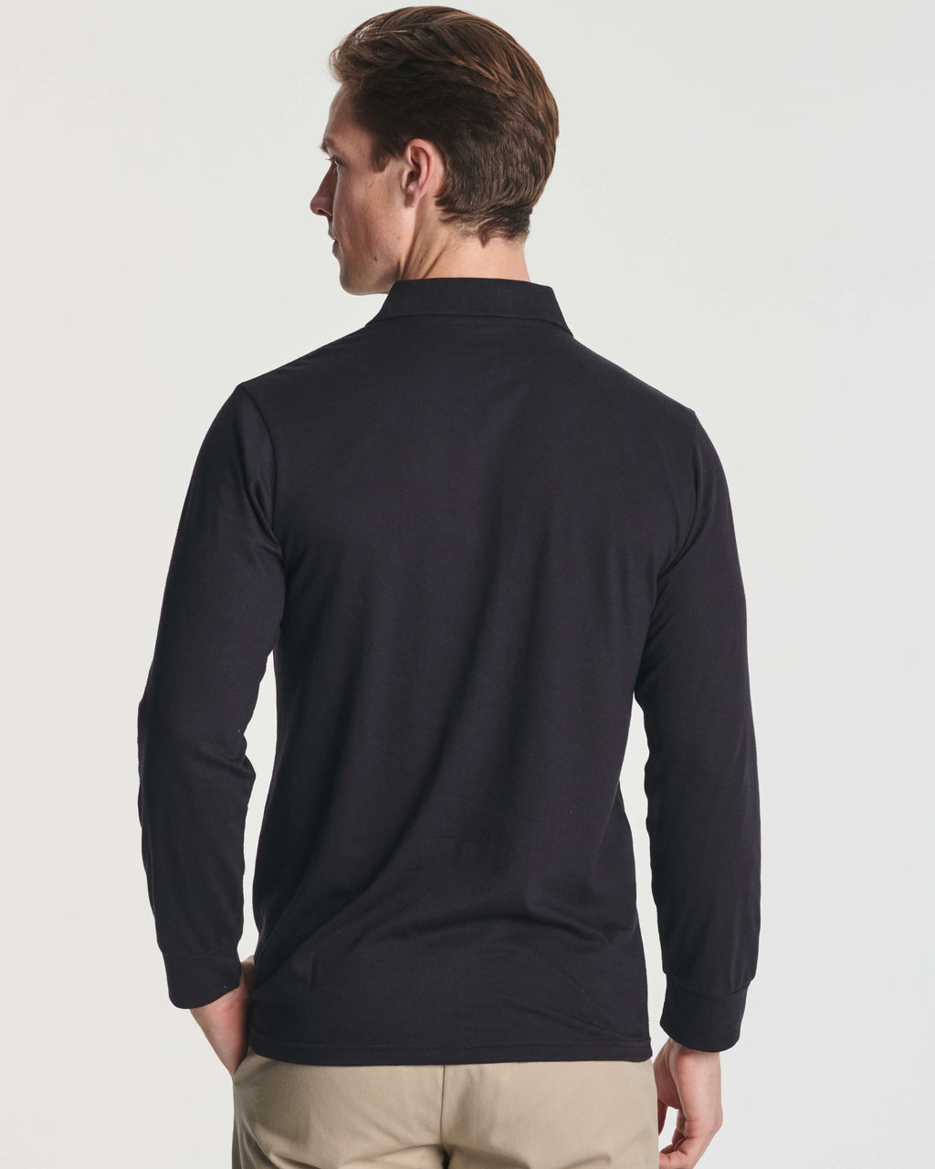 3 Pack: Men's Cotton Jersey Long-Sleeve Polo Shirt (Available in Big & Tall)