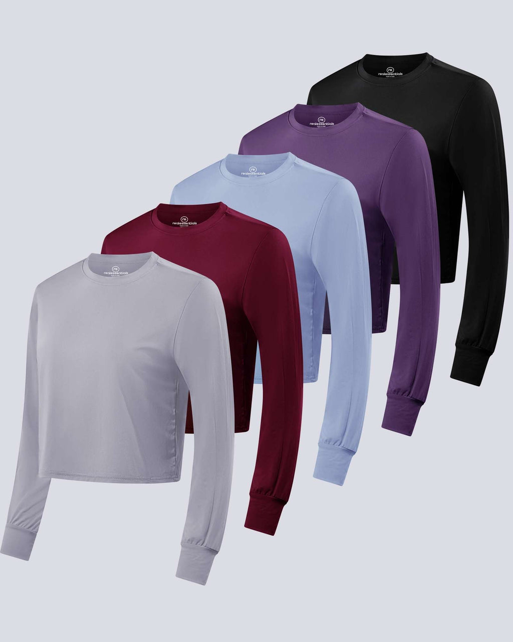 5 Pack: Womens Dry Fit Crop Top Long Sleeve